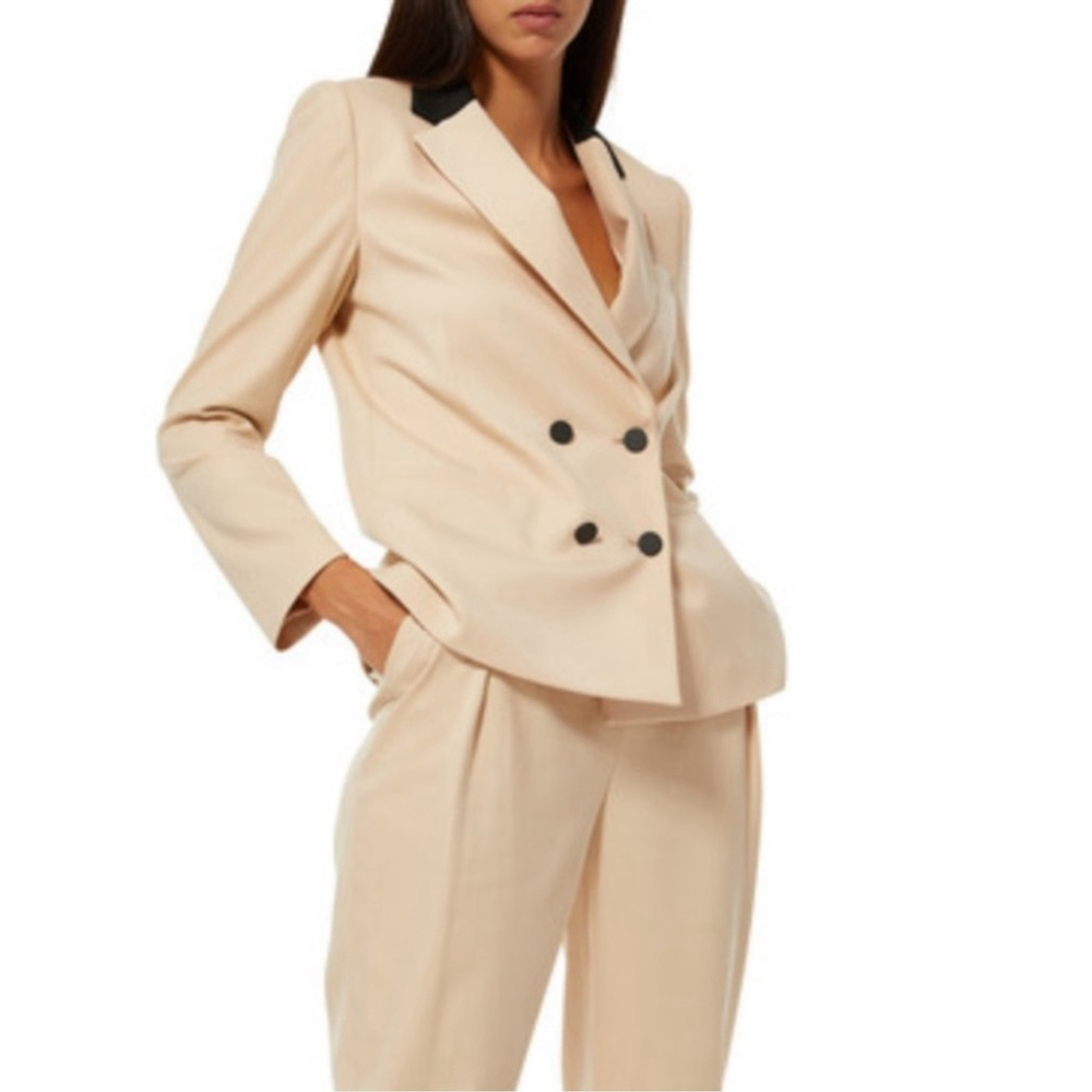 Alice + Olivia Bergen Double Breasted Blazer, Sepia/BLK - Picture 2 of 10